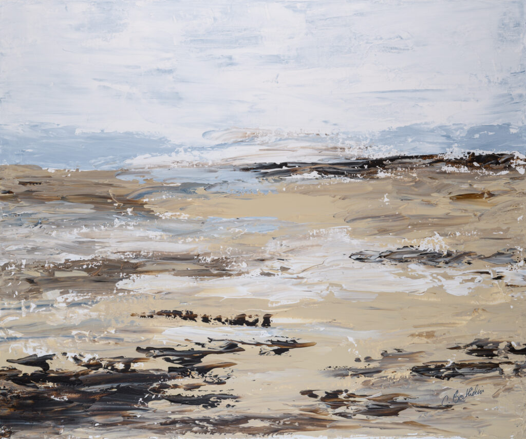 Là-bas sur la plage_15F, 65x54 cm, acrylique sur châssis coton, non encadré